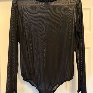 Black Sheer Long Sleeve Bodysuit
